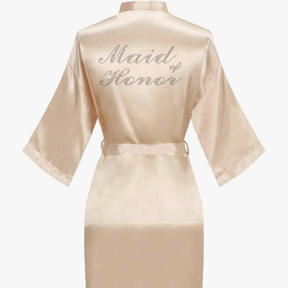 Maid of Honor Satin Robe in Champagne